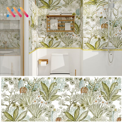 kopen Waterdicht zelfklevend schil en plak PVC wandsticker Modern waterverf bloemen behang voor huis of hotel decoraties online manufacture