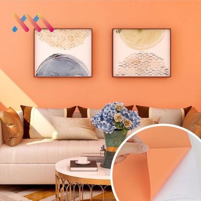 Buy Customized Plain Color Wallpaper Embossed PVC Plain Orange Wallpaper 10m Roll online manufacture