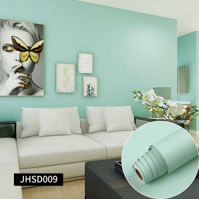 Buy Fireproof PVC Self Adhesive Vinyl Wallpaper 0.6M*100M Plain Green Wallpaper online manufacture