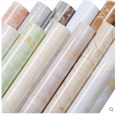 Buy 1.22m or 0.61m Width Size High Glossy Marbling PVC Wallpaper Adhesive Wall Stickers for Bathroom and Kitchen Marble Wallpaper online manufacture