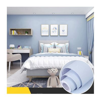 Buy Modern Peel and Stick Wallpaper 1.96 inches Width Plain Blue Self Adhesive Embossed Solid Color Removable Kitchen Wallpaper online manufacture