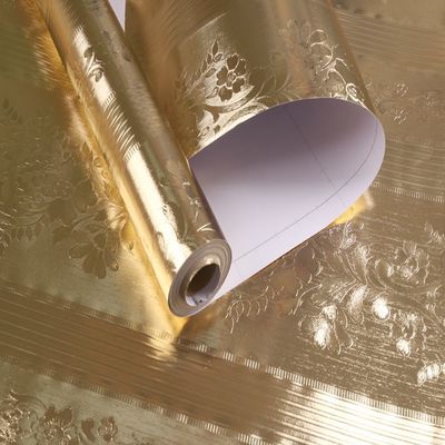 Buy Gold Aluminum Foil 3D Embossed Wall Paper for Furniture Stickers online manufacture