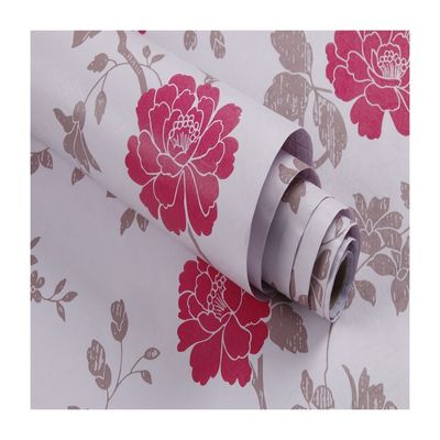 Buy 3D Red Flower Wallpaper 45cm Width PVC Vinyl Wall Covering for Home Decor Stickers online manufacture