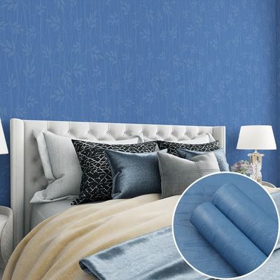 Interior Blue Embossed Wallpaper Self Adhesive Wallpaper Waterproof Decoration