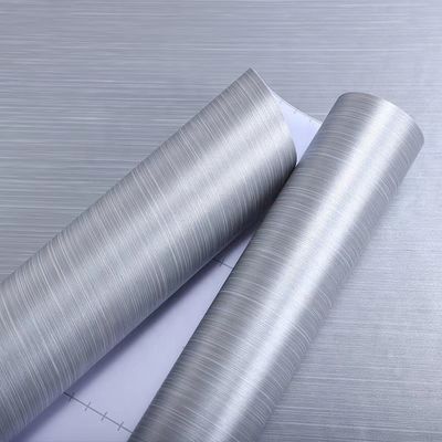 PVC Silver Metallic Wallpaper Peel And Stick Stainless Steel Contact Paper For Appliances