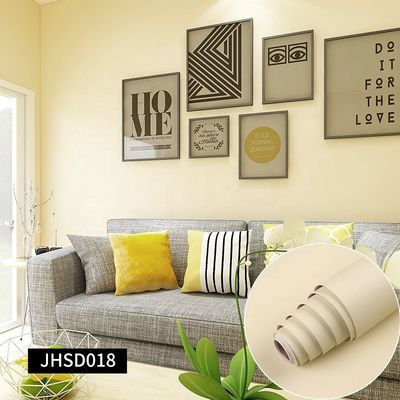 Home Interior Plain Beige Wallpaper PVC WaterProof Adhesive Wallpaper