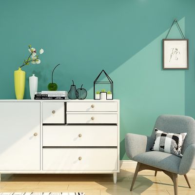 Gaya Desain Modern 60cm Green Beautiful Wallpaper Kamar Tidur Roll Plain Pattern Self Adhesive Wallpaper Dekoratif untuk Kamar