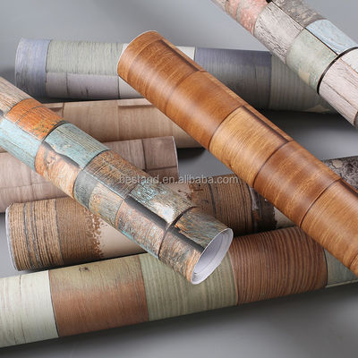 Modern Apartemen Wallpaper Vintage Desain Gandum Kayu dengan Self Adhesive Backing