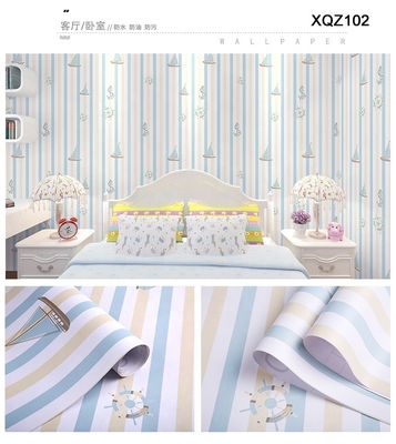 Wallpaper untuk kamar tidur anak-anak Desain kartun Waterproof Dekorasi dinding lengket sendiri