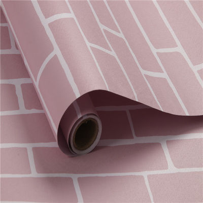 Dekorasi Rumah Garis-garis Penting Pola Plaid Waterproof 3D Brick PVC Wallpaper