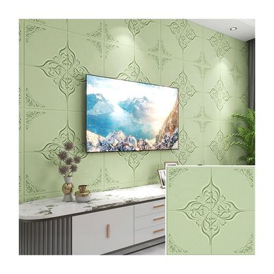 Geometric 3D PE Foam Wallpaper Green Waterproof Self Adhesive 3D Foam Wall Stickers