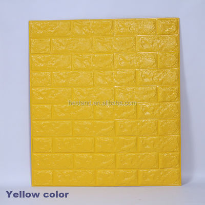 Bright Yellow Modern Style Durable 3d PE Foam Wallpaper Wall Panel for Kid's Room/Kindergarten at Hotel