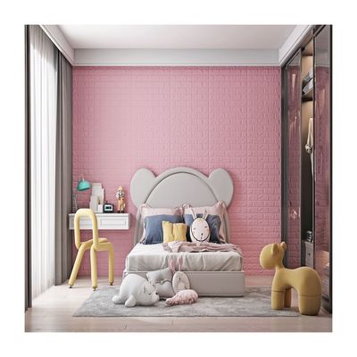 Girls Room Pink Wall Paper 3D Wallpaper Sticker with Adhesive and Mould-Proof Function