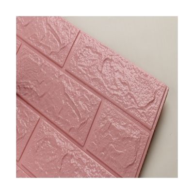 Pink PE Foam Wall Sticker Ketebalan 5mm 3D PE Foam Brick Wall Sticker